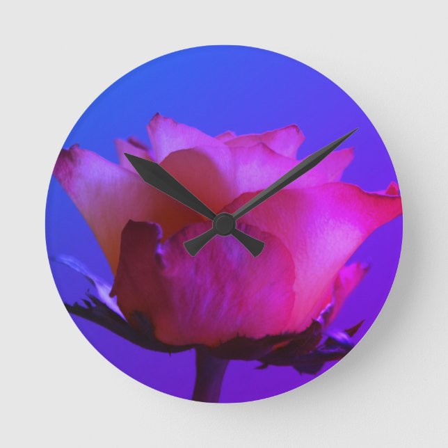 Väggspärr för rosa ros rund klocka (Framsida)