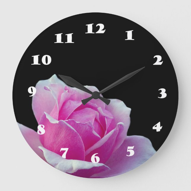Väggspärr för rosa ros stor klocka (Framsida)