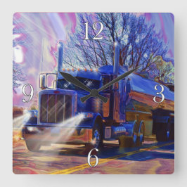 Väggspärr för tunga transportblått Tanker Lastbil Fyrkantig Klocka