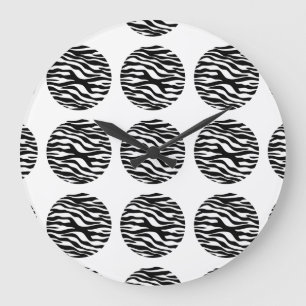 Väggspärr för zebra tryck Polka dots Stor Klocka