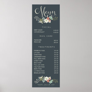 Väggtryck Spa Salong Skönhetsterapeut Meny Prislis Poster