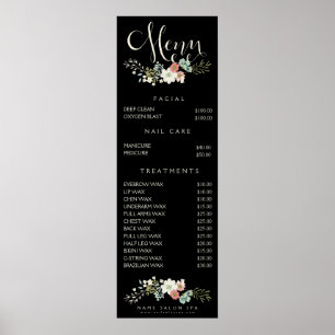 Väggtryck Spa Salong Skönhetsterapeut Meny Prislis Poster