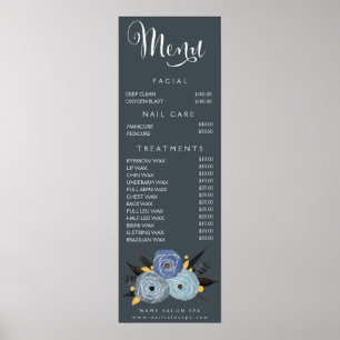Väggtryck Spa Salong Skönhetsterapeut Meny Prislis Poster