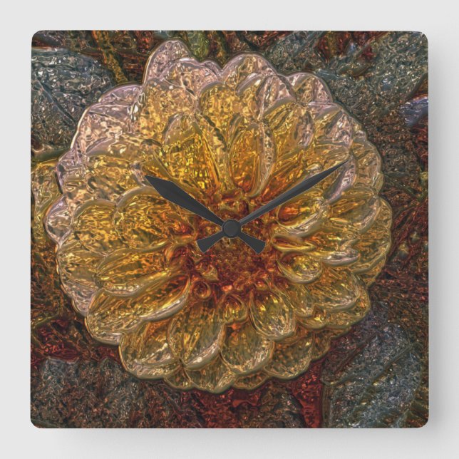 Väggur av shiny metallizer-gult av glas (Framsida)