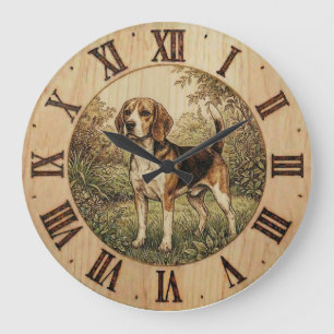 Väggur med Beagle i vårpark
