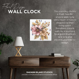 Väggur med blomsterdesign