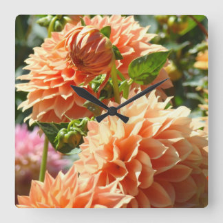 Väggur Orange Dahlia Blommor Blommig unik
