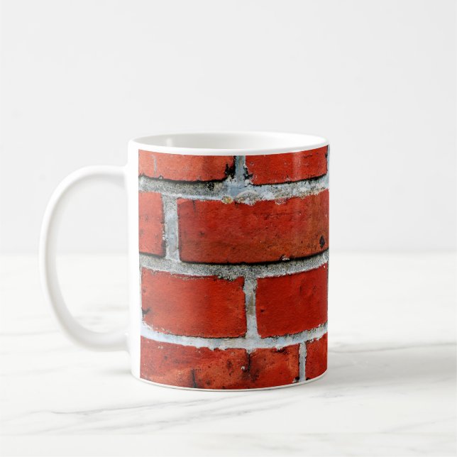 Väggvägg med rött tegelstenar kaffemugg (Vänster)