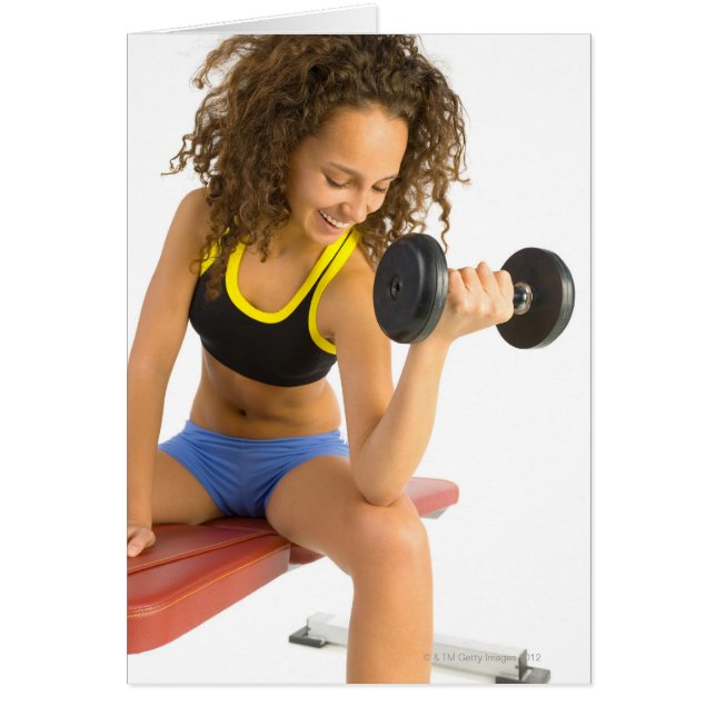 Väggvikter för kvinnors lyft hälsningskort (Framsidan)