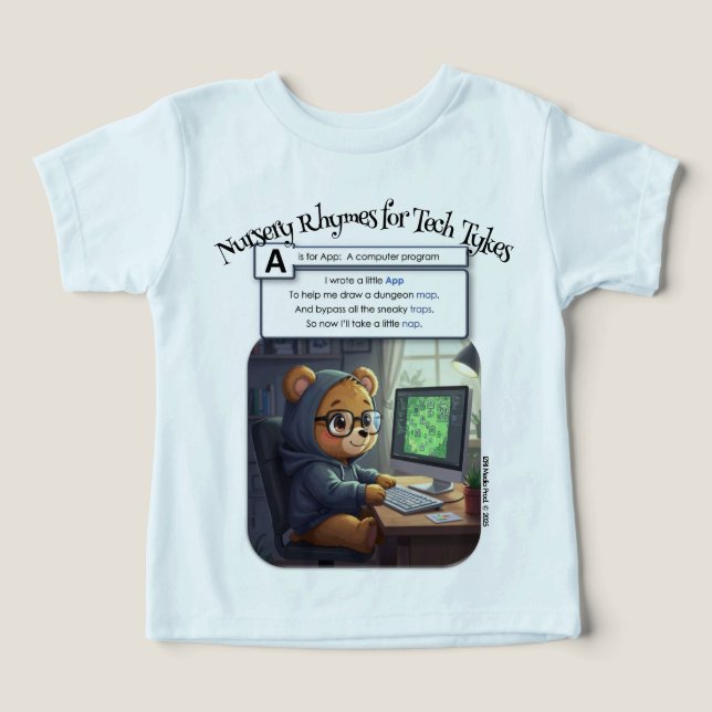 Vaggvisor för tekniknubbar: A är för App T Shirt (Design Framsida)
