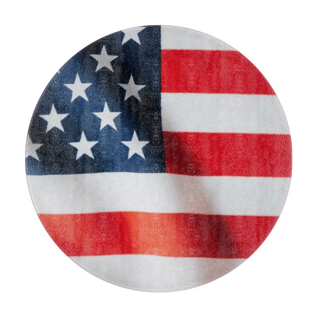 Vågig amerikansk flagga skärbräda i glas – USA (Framsidan)