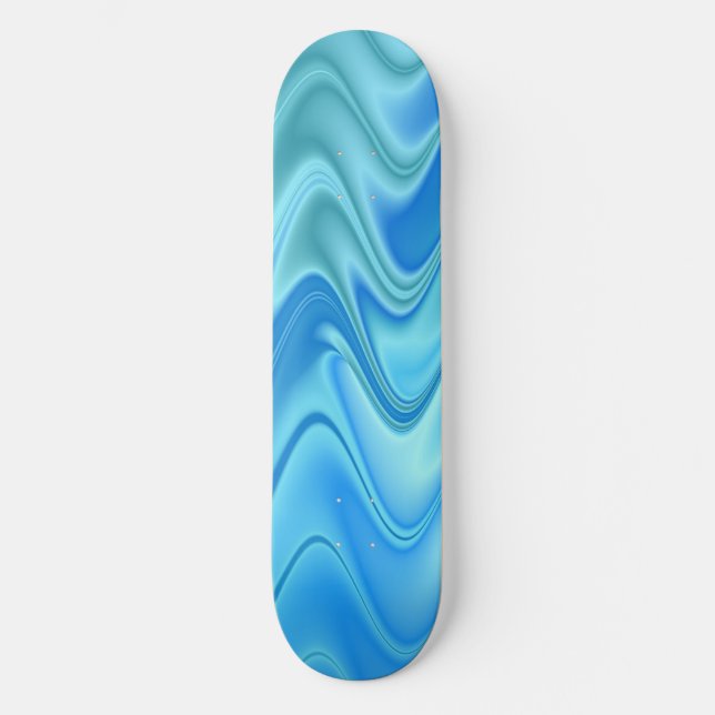 Vågig Blå Abstrakt Mini Skateboard Bräda 18,5 Cm (Framsida)