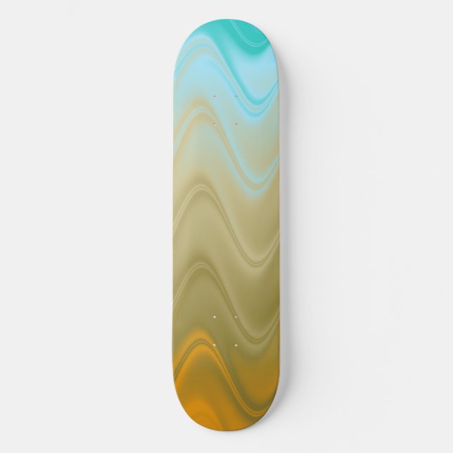 Vågig Blå Grön Orange Abstrakt Mini Skateboard Bräda 18,5 Cm (Framsida)