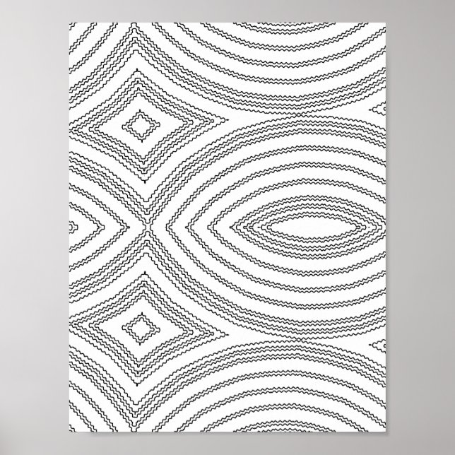 Vågig diamantmönster Färgläggningsbild Design Poster (Framsidan)