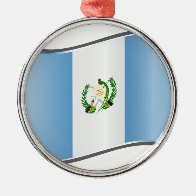 Vågig Guatemalas flagga Julgransprydnad Metall (Framsidan)