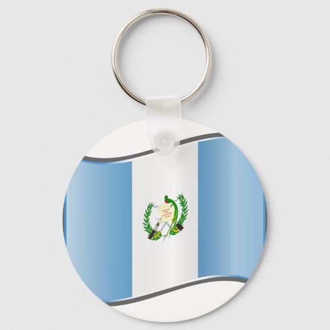 Vågig Guatemalas flagga Nyckelring (Framsida)