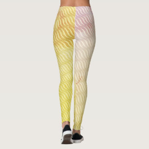 Vågig Magisk Smuts GrönBlad Linjer Sömlöst Mönster Leggings