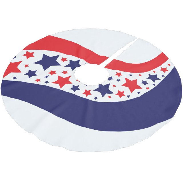 Vågig Patriotisk Abstrakt Julgransmatta Borstad Polyester (Vinklad)