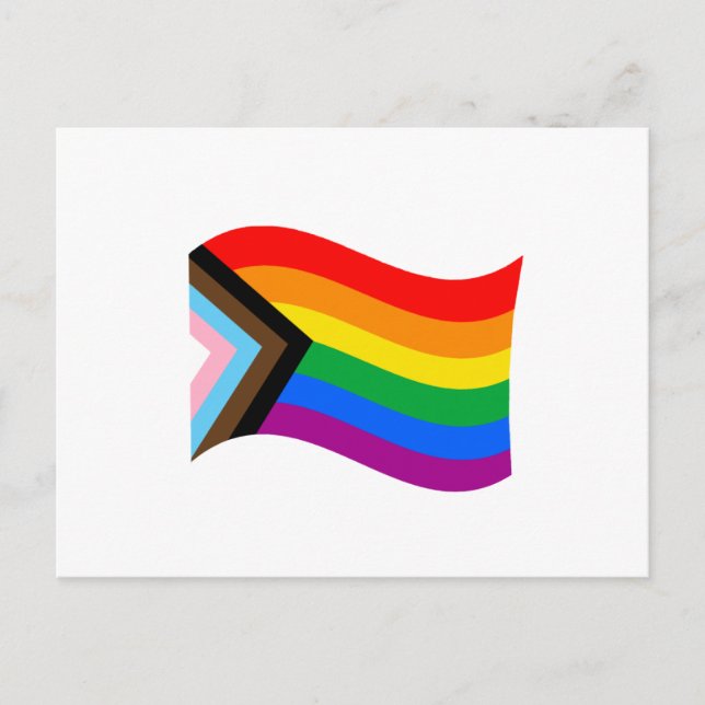 Vågig Progress Pride Flagga Vykort (Framsida)