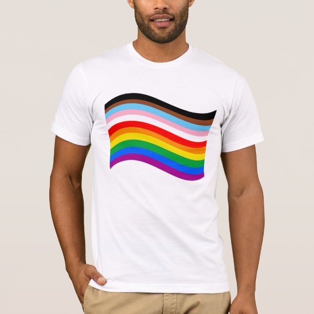 Vågig Progress Pride Randig T-Shirt (Framsida)