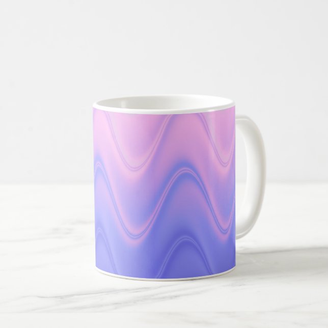 Vågig Rosa Lila Abstrakt Kaffemugg (Framsida höger)