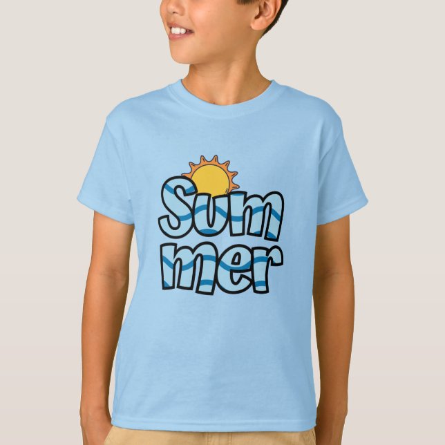 Vågig sommar typografi tropisk  t shirt (Framsida)