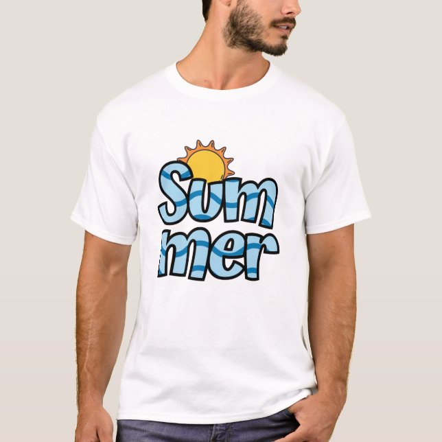 Vågig sommar typografi tropisk  t shirt (Framsida)