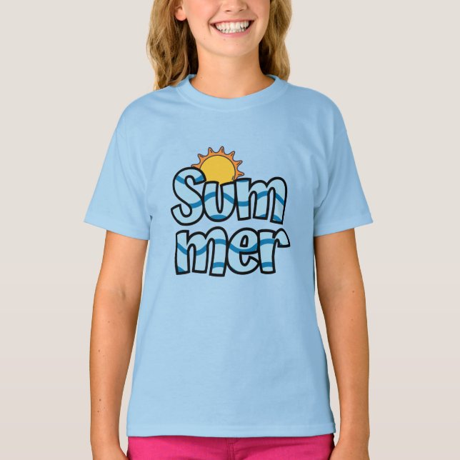 Vågig sommar typografi tropisk  t shirt (Framsida)