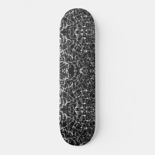 VÅGIG SVART OCH VIT MINI SKATEBOARD BRÄDA 18,5 CM (Framsida)
