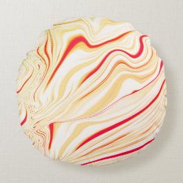 Vågig tyg med ljusbeigfärgade toner, röd rosa kurv rund kudde