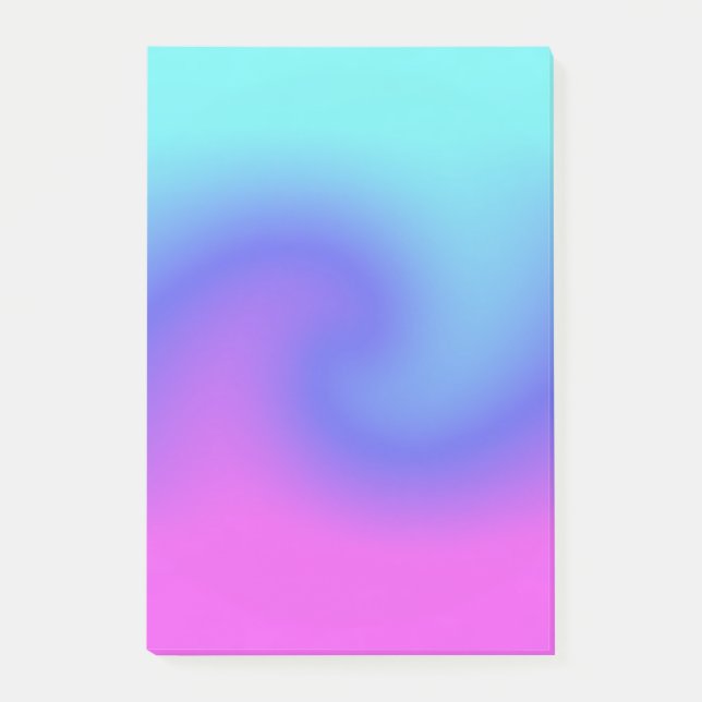 Vågig Virvel Rosa Lila Blå Aqua Färgflöde Post-it Block (Framsida)