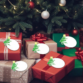 Vågiga julgran gift tags klistermärken