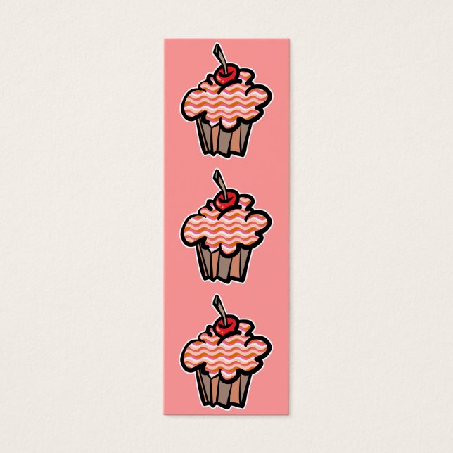 vågiga linjer cupcake bokmärke litet visitkort (Framsidan)