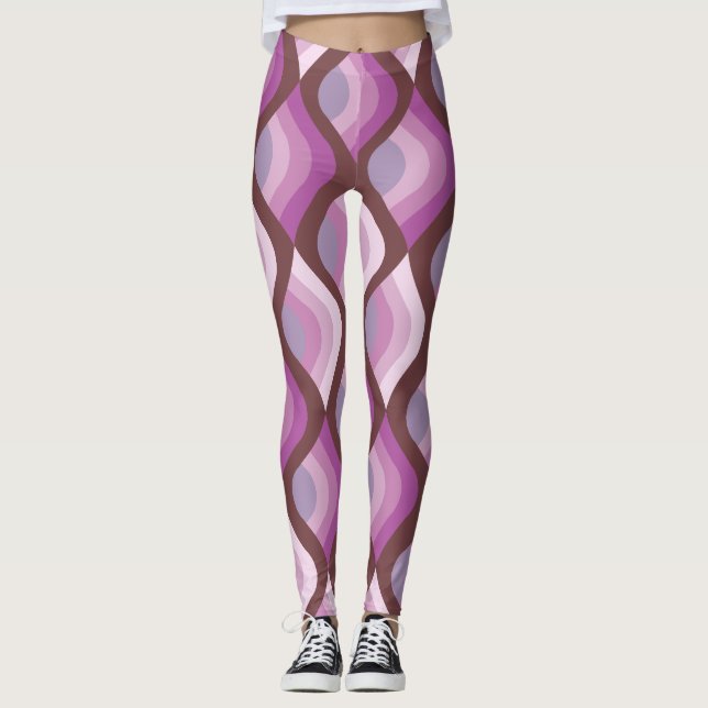 Vågiga Ombre Lila Heltryckta Leggings (Framsida)