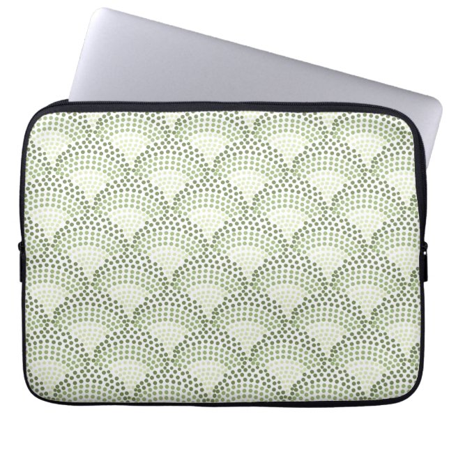 Vågiga prickar gradient ombre grönt mönster  laptop fodral (Framsidan)
