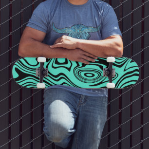 Vågiga randiga teal skateboard