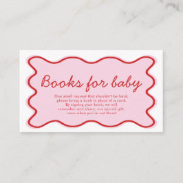 Vågiga Rosa och Röda Barnkalas Böcker för Bebis Tilläggskort