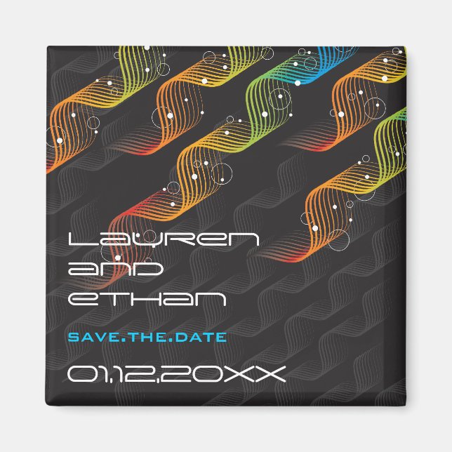 Vågigt abstrakt vridning | 01 * spara datum magnet (Framsidan)