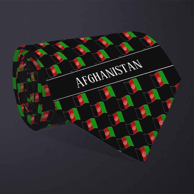 Vågigt Afghanistan Flagga Mönster Slips (Skapare uppladdad)