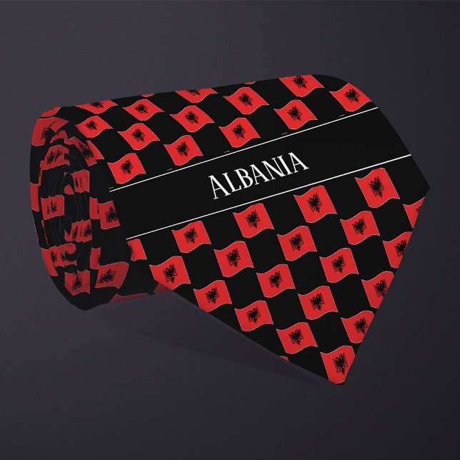 Vågigt Albanien Flagga Mönster Slips (Skapare uppladdad)