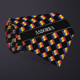 Vågigt Andorra Flagga Mönster Slips
