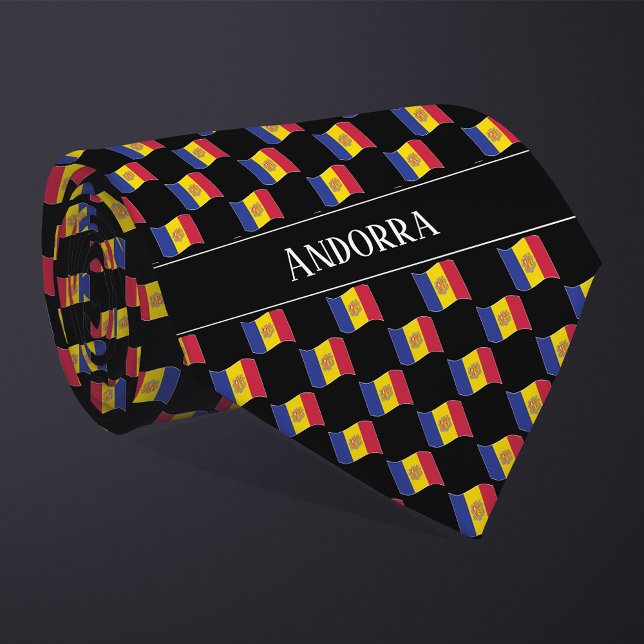 Vågigt Andorra Flagga Mönster Slips (Skapare uppladdad)