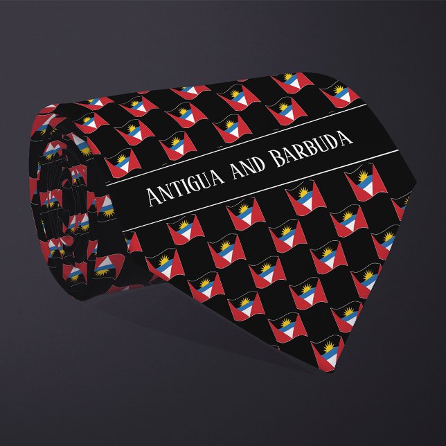 Vågigt Antigua och Barbuda Flagga Mönster Slips (Skapare uppladdad)