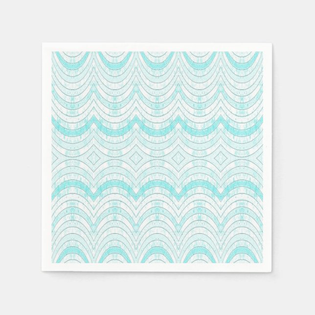 Vågigt Aqua Geometric Mönster Pappersservett (Framsidan)