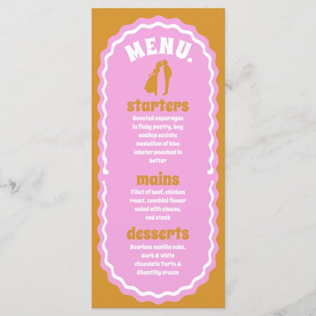 Vågigt Arch-meny för Modern Minimal Rosa & Gult Re Meny (Framsida)
