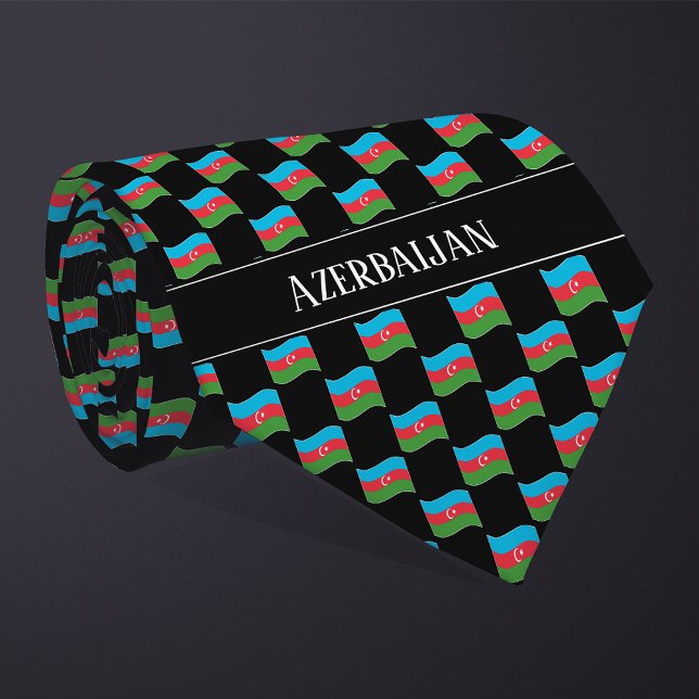 Vågigt Azerbajdzjan Flagga Mönster Slips (Skapare uppladdad)