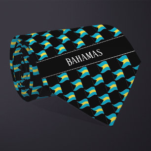 Vågigt Bahamas Flagga Mönster Slips
