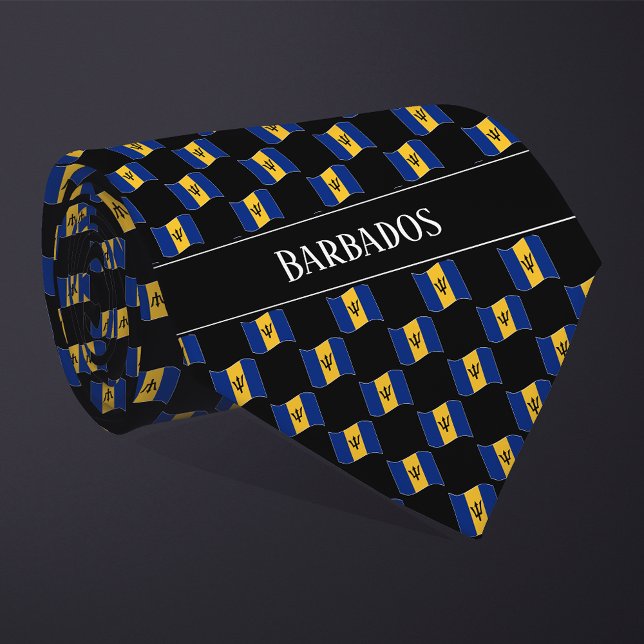 Vågigt Barbados Flagga Mönster Slips (Skapare uppladdad)