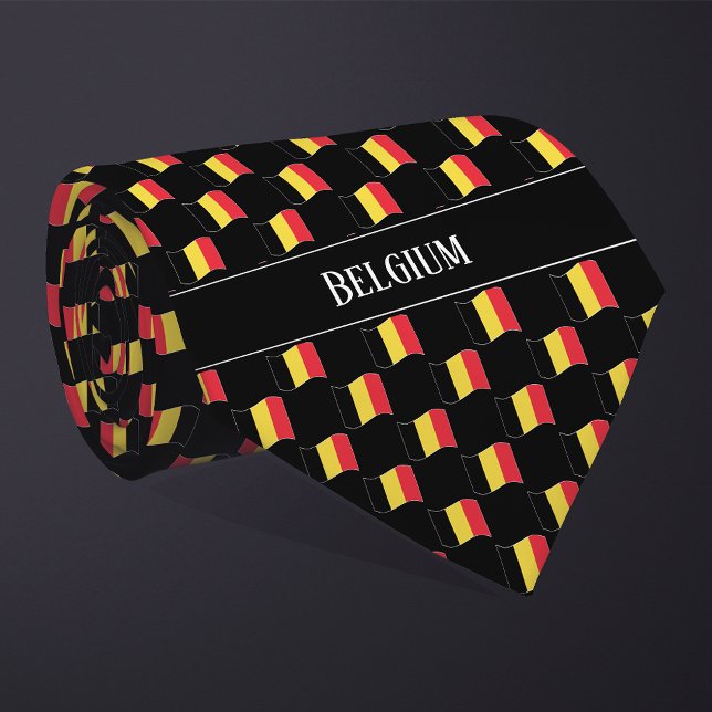 Vågigt Belgien Flagga Mönster Slips (Skapare uppladdad)