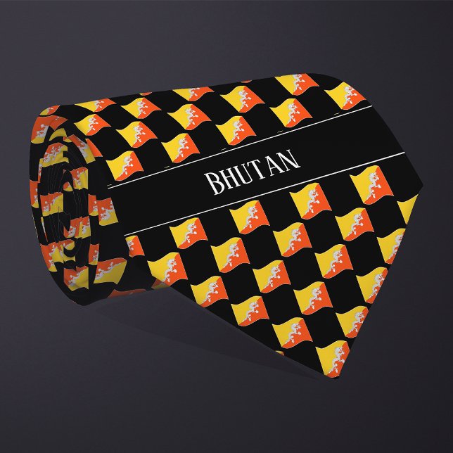 Vågigt Bhutan Flagga Mönster Slips (Skapare uppladdad)